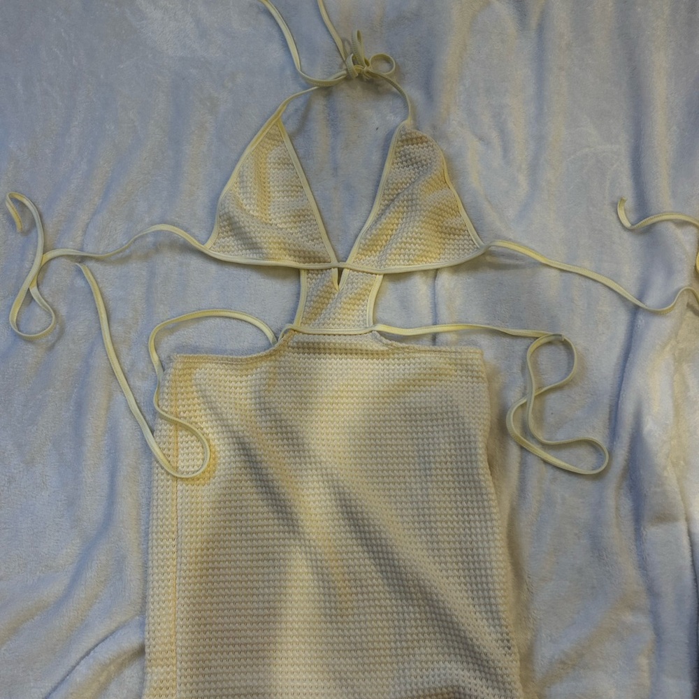 SHEIN Cream Crochet Halter Top